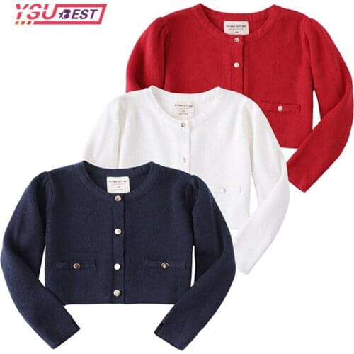 1-5Yrs Baby Girl Cadigan Long Sleeve Little Girl Cotton Knitted Sweater Jacket Toddler Shrug Coat Infant Cropped Knit Bolero