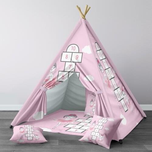 Play Tent for Kids Wigwam Portable Indoor Playground Tents Children Bedrooms Powder Pink Ballerina Numbers Model 241