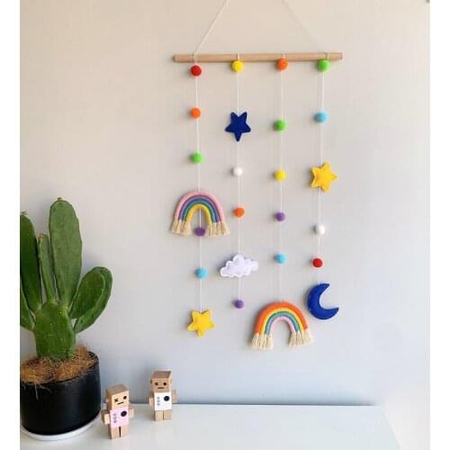 INS Nordic Star Cloud Woven Rainbow Baby Hair Clips Holder Kids Girls Hairpin Storage Belt Photo Organizer Wall Hanging Ornament