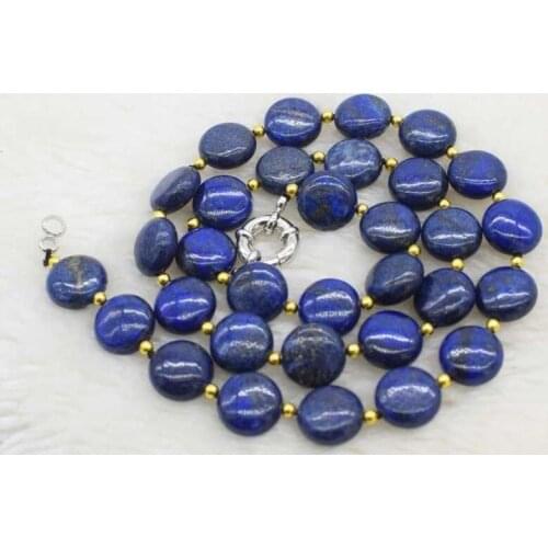 Amazing lapis lazuli coin beads 12*5mm necklace 19" 36"