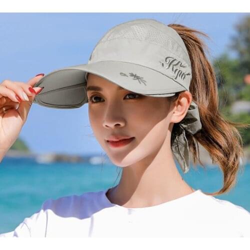 2021 Fashion Hats Womens Sun Virsors Wide Brim Elastic Golf Sun Hat Breathable Sweat Absorbent Cap Uv Protection Female Cap