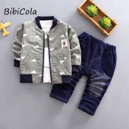 Baby Boy Clothes Set Boys Outfit 3PCS Fashion Kids Clothes Set Spring Autumn Cotton Long Sleeve Shirt+Coat+Pants 1-4 Years