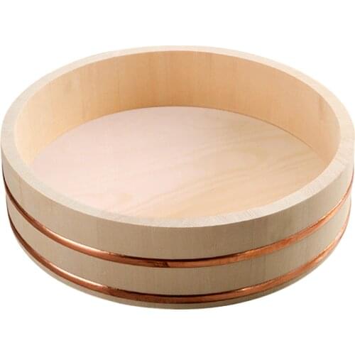 Korean cuisine Sushi red copper side basin wooden plate copper side mixing barrel cooking sashimi rice wooden barrel