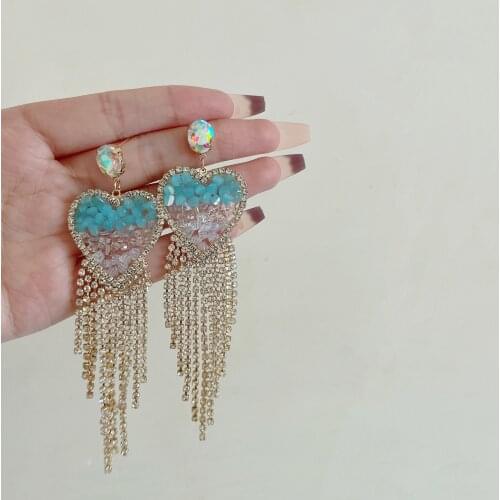 Korean Luxury Hollow Star Drop Earrings For Women Elegant Rhinestone Tassel Long Pendientes Party Jewelry