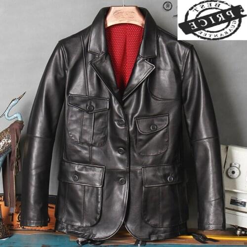 Real Cow Natural Leather Coat Men 100% Genuine Leather Jacket Man Clothes 2021 Streetwear Casual Business Mens Jackets a