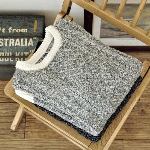 Saucezhan Mens Sweater Pullovers Sweaters Spliced Fisherman Sweater VINTAGE Winter Knit Sweater O-Neck Solid