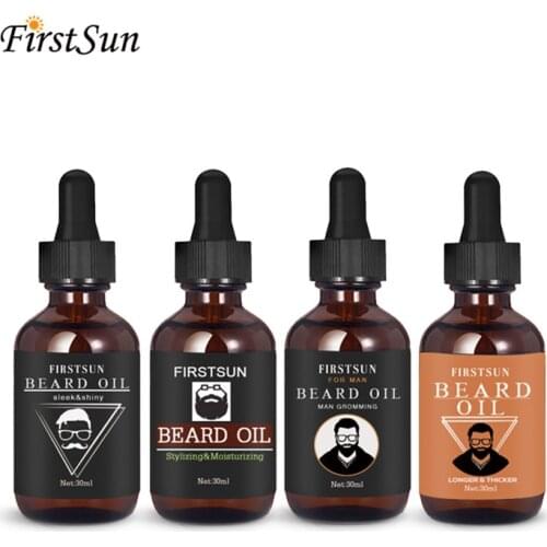 Firstsun 4pc 100% Natural Organic Mens Beard Oil Kits Styling Shaping Mustache Hair Growth Beard Styling Mustache Beard Care Set