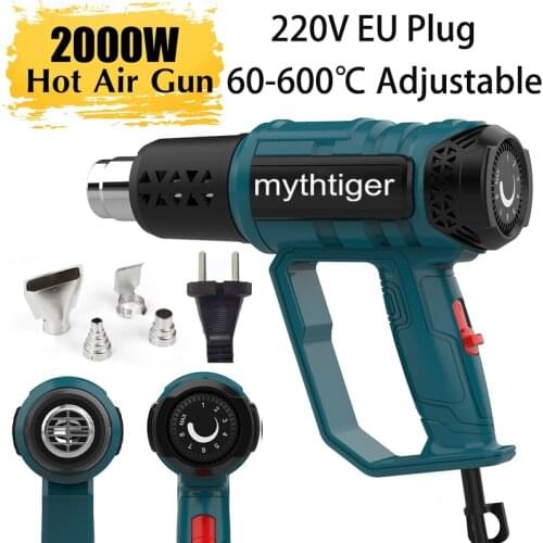 2000W Soldering Heat Gun 220V EU Industrial Electric Hot Air Gun 60-600 Degree Shrink Wrapping Thermal Heater Thermal blower