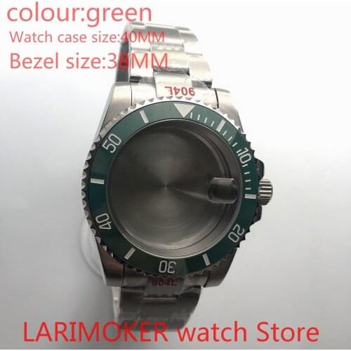 Suitable for NH35 NH36 Miyota 8215 40mm sapphire glass 904L stainless steel case sealed bottom cover, with bezel sea green