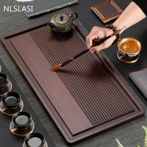 Chinese Natural Bamboo tea tray Drainage water storage Dual-use Living room Tea table Accessories Household Tea Board Chahai