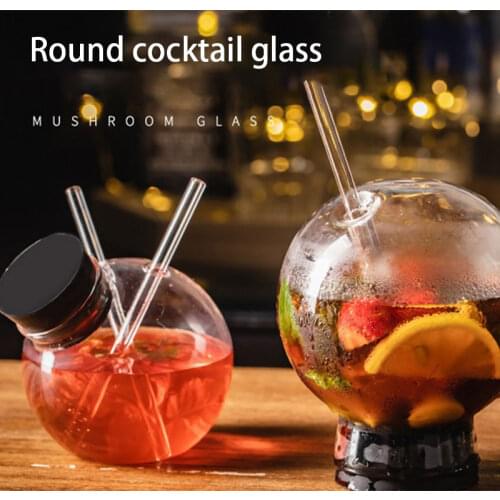 Transparent Creative Sphere Shaped Cocktail Glass Home Bar Party Reusable Drinking Straw Cup Wine Juice Beer Beverage Tumbler