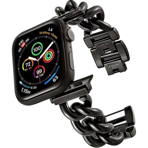 For New Apple Watch Band 40mm 44mm Cowboy Chain Style Watch Band,Stainless Steel Metal Wristband for IWatch SE Series 6