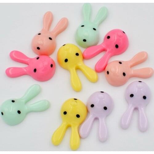 Hand Painted Resin Mix Kawaii Colorful Mini Rabbit Flatback Cabochon Stone 50PCS Scrapbook DIY Decor Home Figurine Crafts