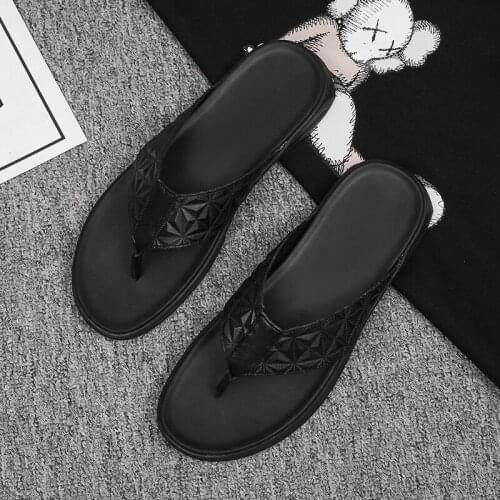 Mens Sandals Shoes Leather Luxury Man Casual for Flip Flops Summer 2021 Sandal Genuine Outdoor Slippers Fashion Mens Men’s Boy