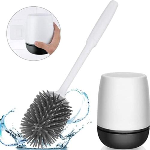 Soft Bristle TPR Toilet Brush and Holder Quick Drain Cleaning Brush Tool for Toilet Household WC Bathroom Accessories Set Rubber