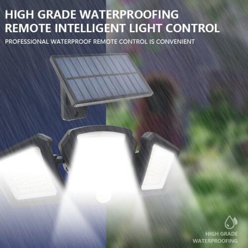 216 LED Solar Light Outdoor 3 Head Motion Sensor 270 Wide Angle Illumination Waterproof Lights Wall lamp for Garden Garage 2021