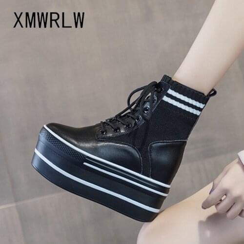 XMWRLW Womens Platform Boots Fashion High Heels Ankle Boots For Women Shoes 2020 Autumn Winter Women Sock Boot Platform Shoes