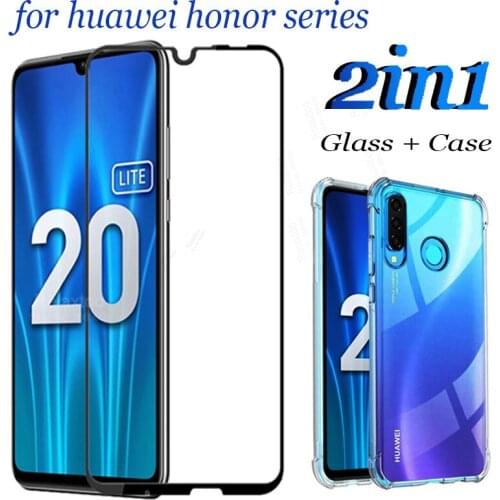 2in1 case protective Glass For huawei honor 20 lite 20 light 10i 20pro 20s screen protector tempered Glas honor 20 lite 10lite i