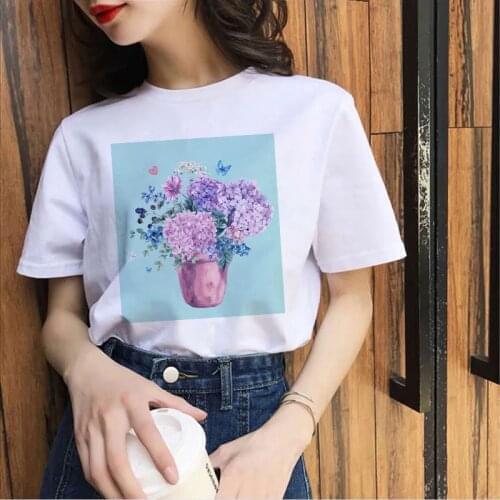 2021 Womens T-shirts flower Graphics T-shirt Summer Short Sleeve Tee shirt Femme Streetwear Retro Ladies Fashion Tops