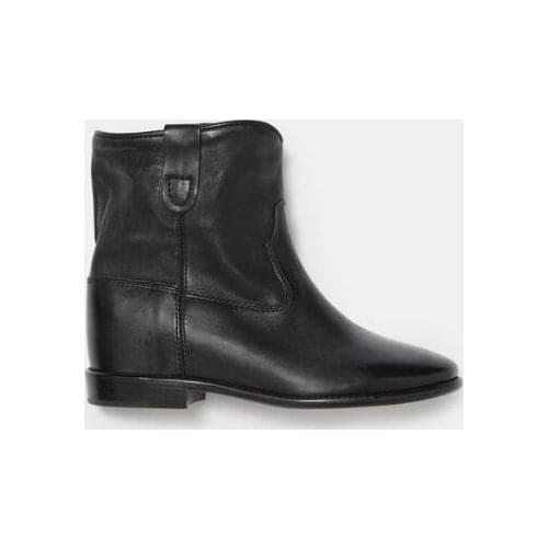 Women Shoes Paris Cluster Boots Hidden Wedge Heel 4cm Leather Ankle Cluster Boots Runway Shoes