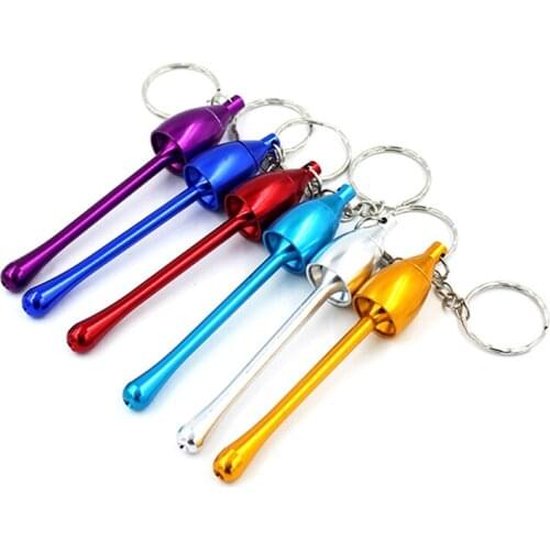 1Pc Mushroom Tobacco Smoking Pipe Aluminum Metal Pocket Herb Key Chain Random