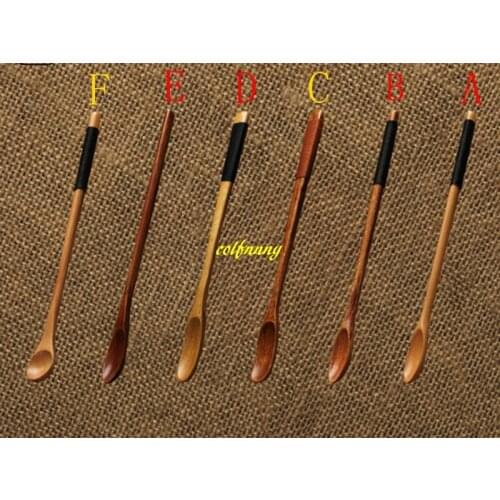 100pcs/lot 20x2cm Long Handled Coffee Spoons Wooden Spoon Kitchen Dining Bar Tools Stirring Spoon For Coffee Tea Honey Soup