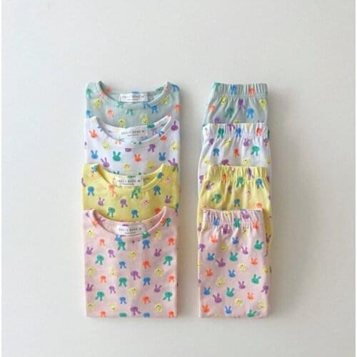 2021 New boys girls 2 pcs set t shirt+long pants cotton summer soft fashion babys suits