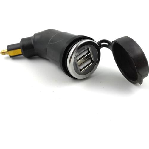 3.3A DIN Hella Powerlet Plug to Dual USB Charger Adapter for BMW Ducati Triumph Motorcycle iPhone, and GPS SatNav (Angled)