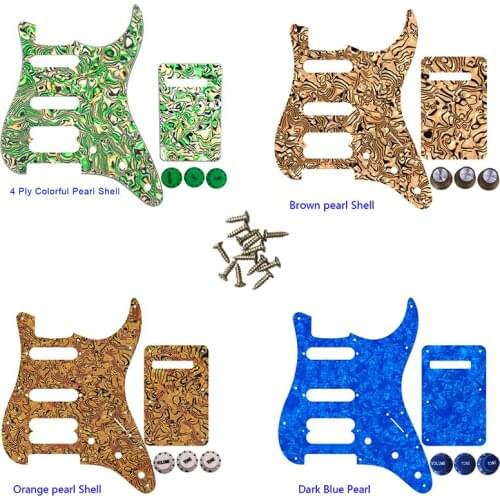 Pleroo Parts - For FD US 72' 11 Screw Hole Standard Strat Player Humbucker Hss Guitar Pickguard & Back Plate & Control Knob