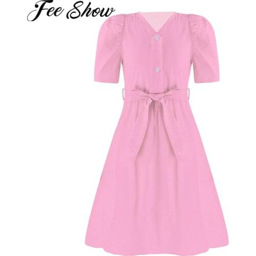 Elegant Flower Girl Dresses Summer Kids Princess Dress For Girls Solid Color Raglan Sleeves Casual Dress For Wedding Party