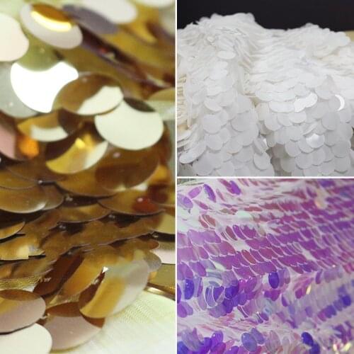 GLace 1Y/Lot 9colours Sequin Fabric 18mm Reversible Mermaid Fish Scale Sequin Fabric Encrypted Mesh for Dress Cloth TX806