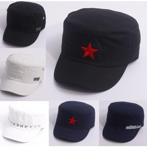 Large collection！Men Summer Army Caps Adjustable Spring Baseball Fashion Classic Cotton Flat Top Military Hat For Women Outdoor