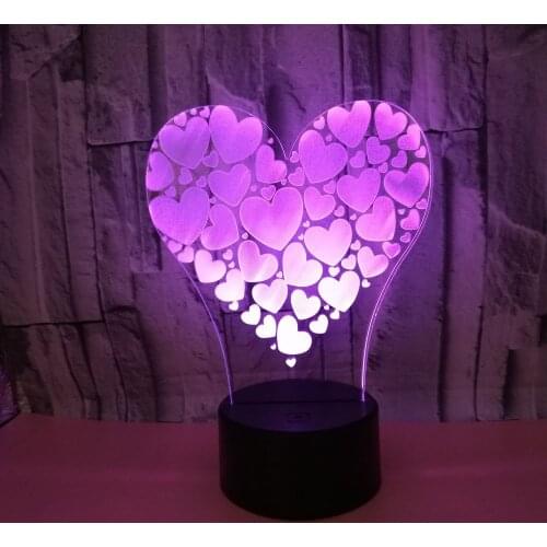 Valentines Day Love Roses 3d Night Lamp Creative Gift Decorations Led Night Light Acrylic Led Visual Atmosphere Table Lamp