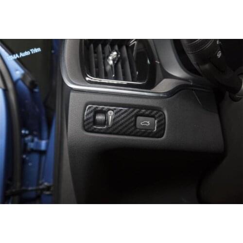 Lapetus Head Lights Lamp Switch Button Frame Cover Trim Matte Carbon Fiber Style For Volvo V90 Cross Country 2017 2018 2019 ABS