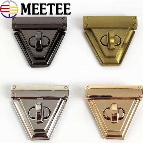 Meetee 2pcs 50X39mm Bags Twist Lock Clasp Mortise Lockstitch Buckle DIY Handbag Locks Screw Hook Closure Hardware Accessories