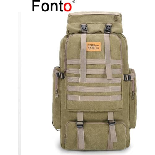 Multi Functional Canvas Backpack Large Capacity Outdoor Travel Backpack 80L Mountaineering Bag Wear-resistant Hiking Bag