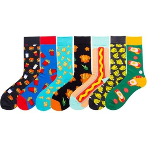 Burger, fries, pizza, Turkey, hot dog, cheese, eggs, Bacon, mens and womens cotton tube socks ZQ014