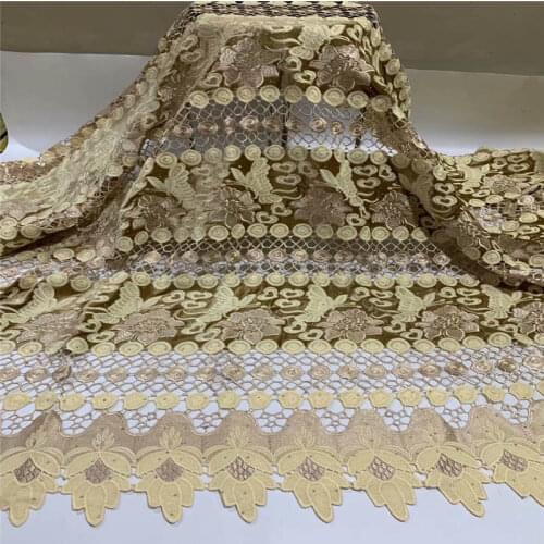 2020 Latest High Quality Mesh Cord African Lace Fabric Embroidered Tulle Lace Fabric 5 Yards For Wedding Dress! ZQF99122