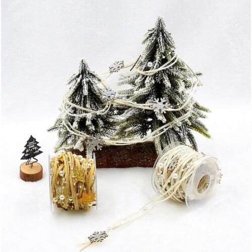 2020 Merry Christmas Decoration For Tree Pentagram Bead Chain Ribbon Christmas Tree DIY Xmas Decor Home Ornaments 2021 New Year