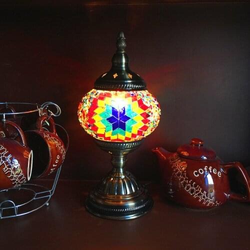 New 2019 Turkish manual Mosaic of desk lamp light hotel light coloured glaze decoration small night light LED desk lamp