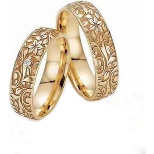 Ofertas 1PC Vintage Flower Full Circle Pattern Crystal Ring for Women Party Wedding Engagement Couple Rings Jewelry