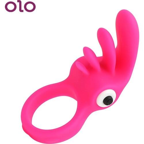 OLO Penis Ring Vibrating Ring Tongue Cock Ring Penis Extender Enlargement Silicone Powerful Waterproof Sex Toys for Men Male