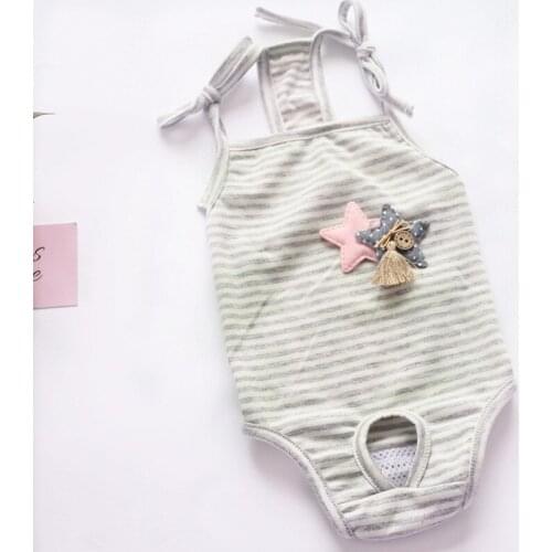 Stripe Cotton Dogs Pant Dogs Clothes Conjoined Straps Anti Harassment Pet Physiological Pants Menstruation Sanitary Pet Briefs