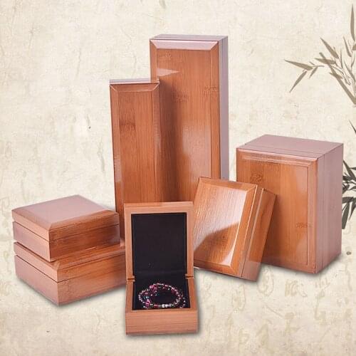 1 Piece Rectangle Jewelry Boxes Solid Color Bracelet Wood Storage Box For Beads Ornaments Gift Case Packaging Necklace Organizer