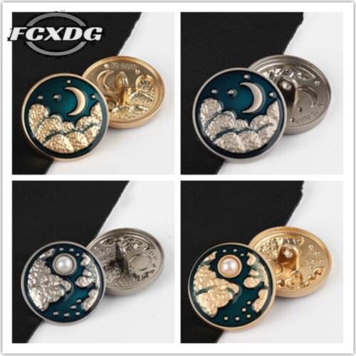 Moon Pattern Metal Buttons for Clothes 20mm Sewing Accessories Buttons for Clothing Embellishments for Clothing Blouse Buttons