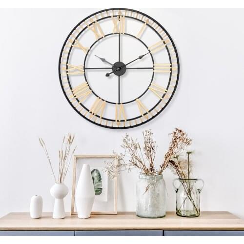 80 Roman Creative Retro Gear 3D Clock Home Wall Clock Modern Design Living Room Decoration Quartz Clock Big Clock on The Wall