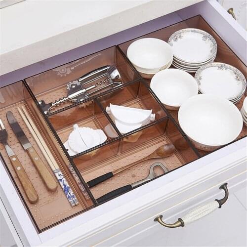 Drawer Style Make Up Storage Box Acrylic Sundries Cosmetic Container Kitchen Cutlery Divider Case Desktop Sundries Organizer