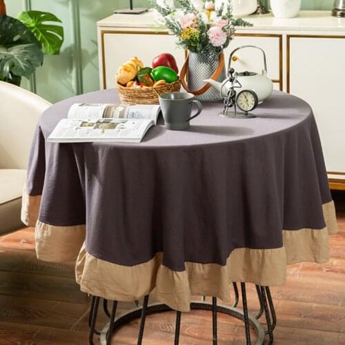 Modern And Simple Color Matching European-Style Ruffled Cotton Round Tablecloth Hotel Restaurant Coffee Table Round Tablecloth