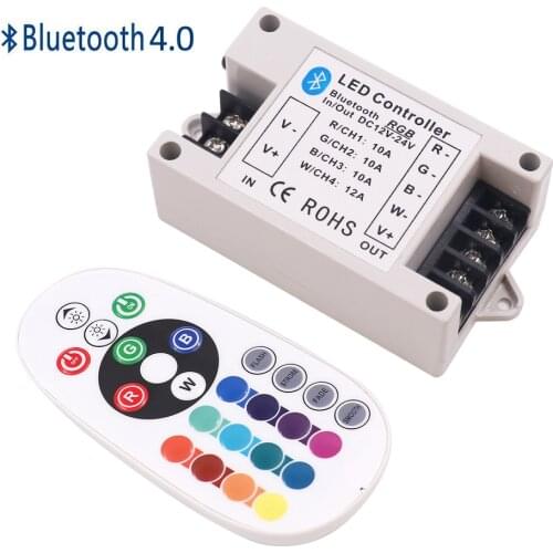 DC12V-24V RGB/RGBWRGBWW Bluetooth LED Controller by Android/IOS Wireless 24Key IR Remote Controler For 5050 2835 LED Strip Light