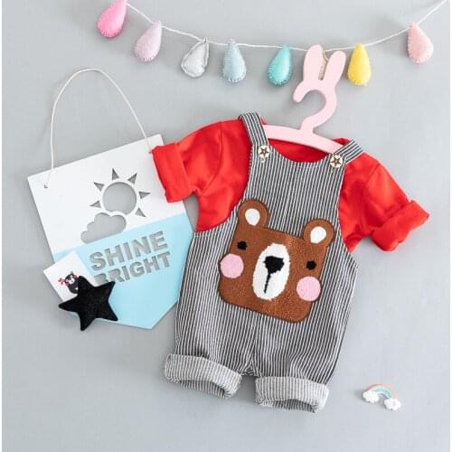 Spring Girls Boys Clothing Sets Baby Girl Clothes Cartoon Bear Printed Tops+ Overalls Jeans Pants Toddler Children Baby Suits